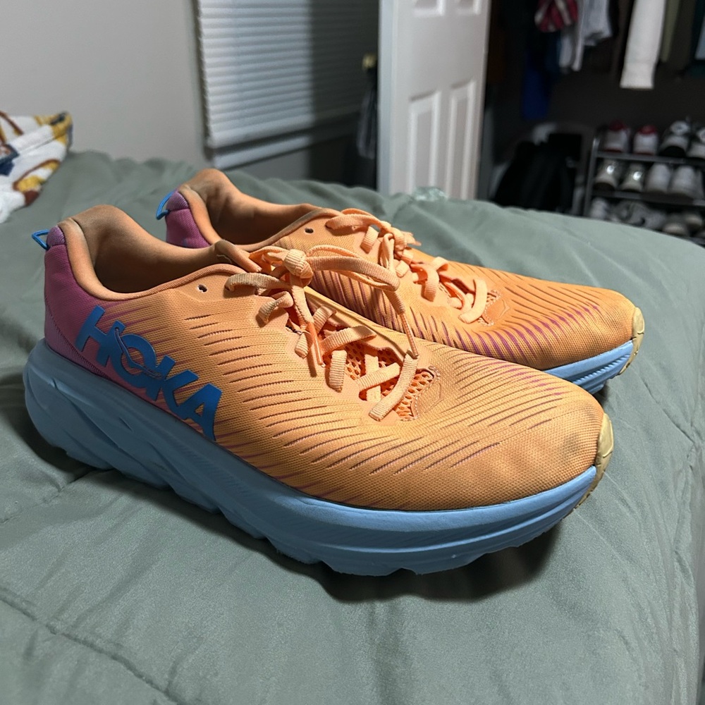 Hoka Vibrant Orange and Blue Sneakers